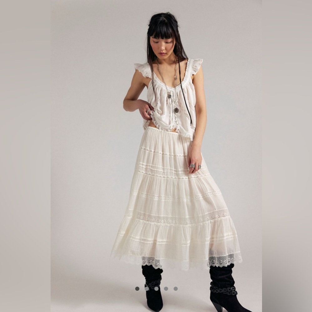 Free People Lily Lace Maxi Skirt S